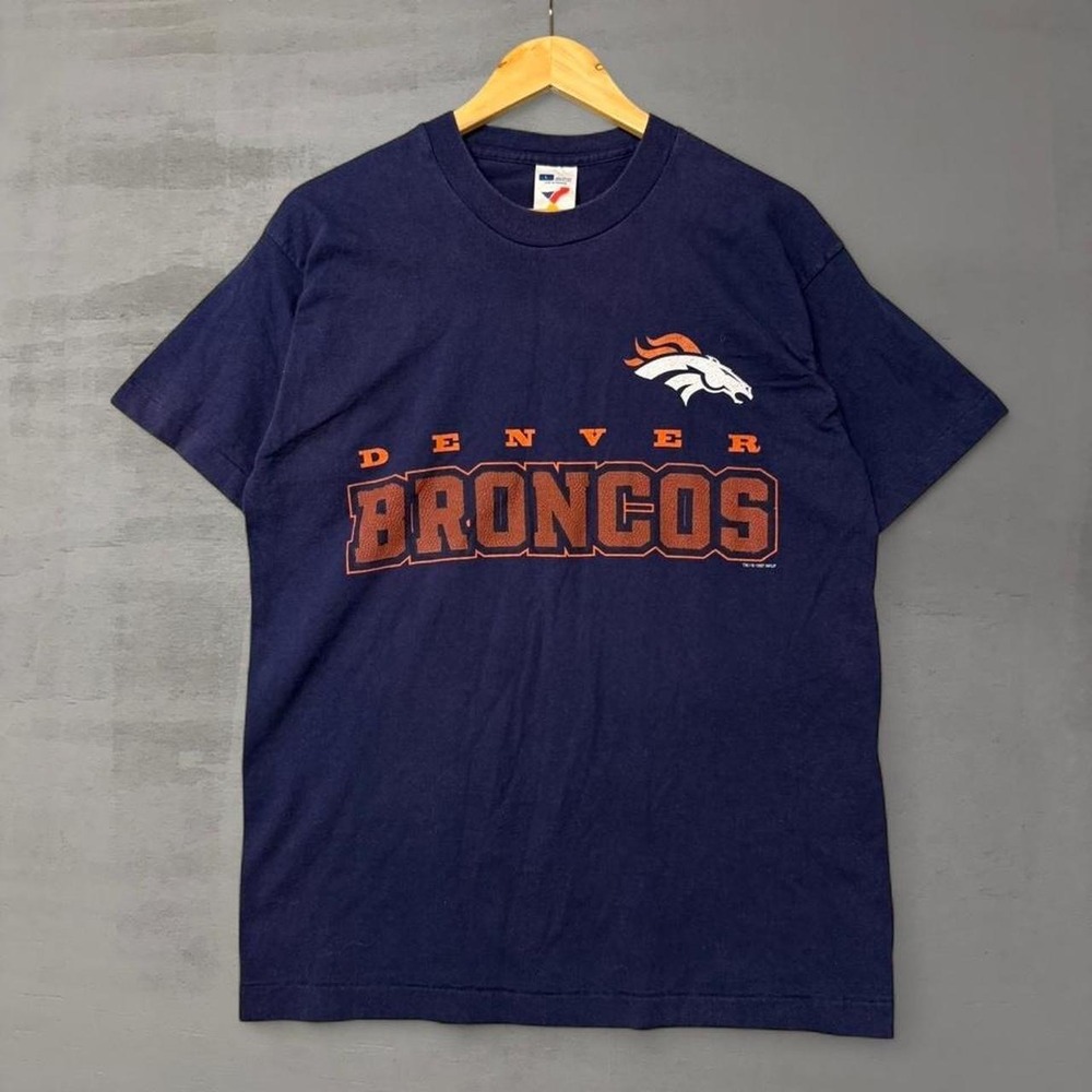 Vintage Artex Denver Broncos T-Shirt Navy Blue 1997‎ NFL Single Stitch Large